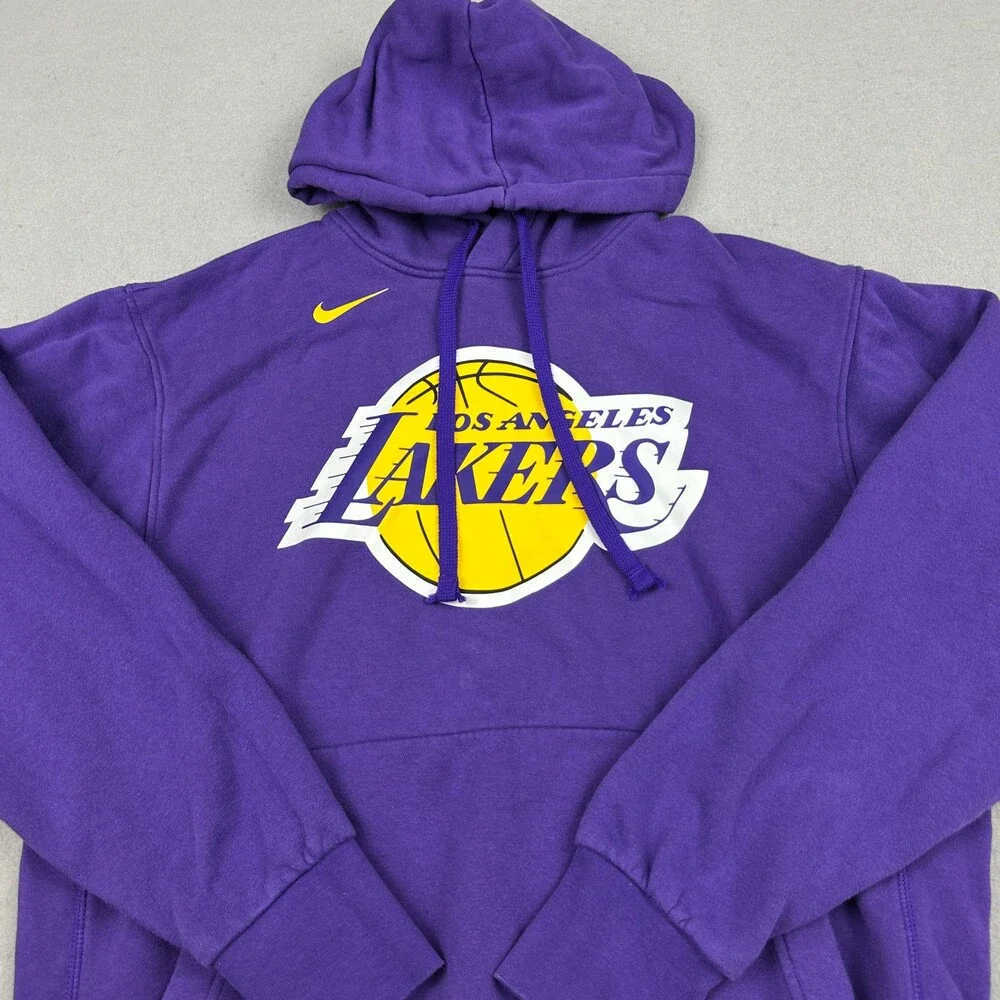 Los Angeles Lakers Hoodie Men Medium Purple Nike Pullover Sweatshirt Logo NBA M